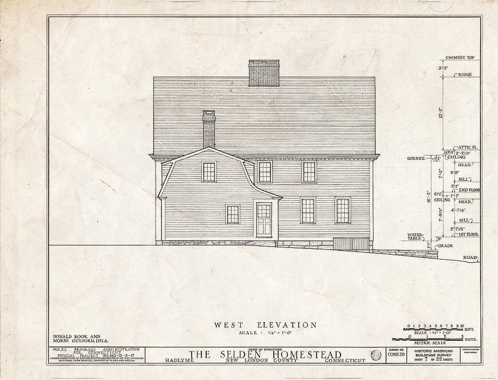 Blueprint HABS Conn,6-HADLY,2- (Sheet 7 of 22) - Colonel Samuel Selden Homestead, Selden's Neck, Hadlyme, New London County, CT