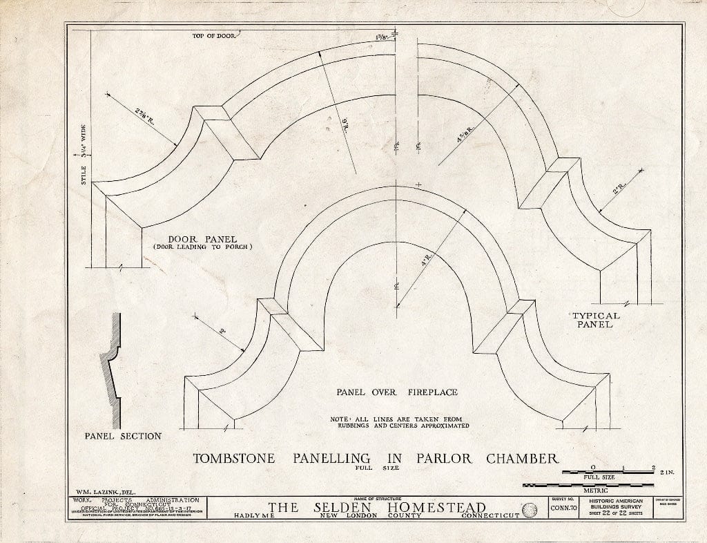 Blueprint HABS Conn,6-HADLY,2- (Sheet 22 of 22) - Colonel Samuel Selden Homestead, Selden's Neck, Hadlyme, New London County, CT