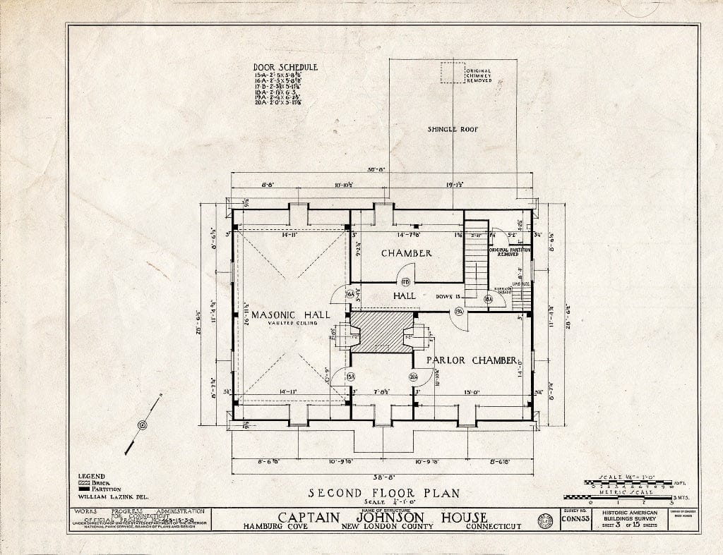 Blueprint HABS Conn,6-HAMB,1- (Sheet 3 of 15) - Captain Johnson House, Hamburg Cove, Hamburg, New London County, CT