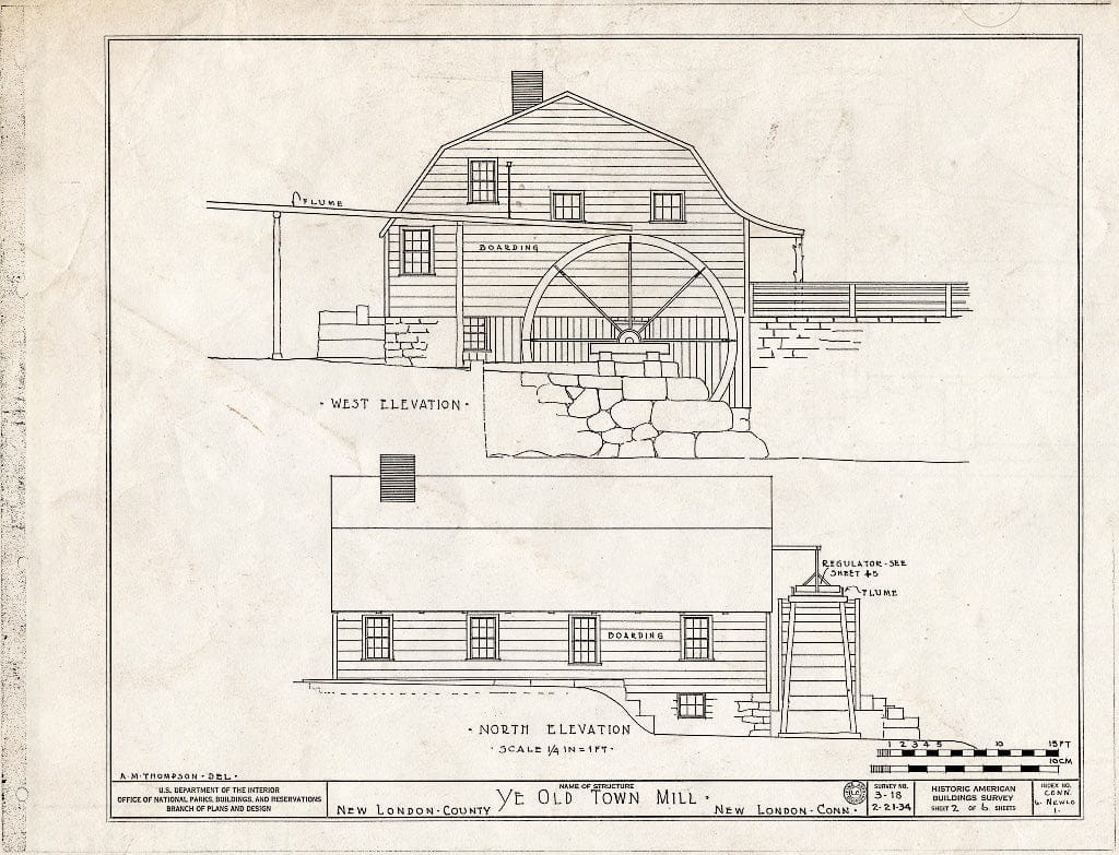 Blueprint HABS Conn,6-NEWLO,1- (Sheet 2 of 6) - Old Town Mill, Mill Brook, Near Mill Street, New London, New London County, CT