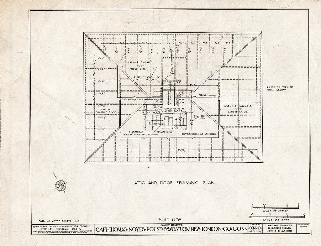 Blueprint HABS Conn,6-PAWC,1- (Sheet 4 of 20) - Captain Thomas Noyes House, Old Pequot Trail, Pawcatuck, New London County, CT