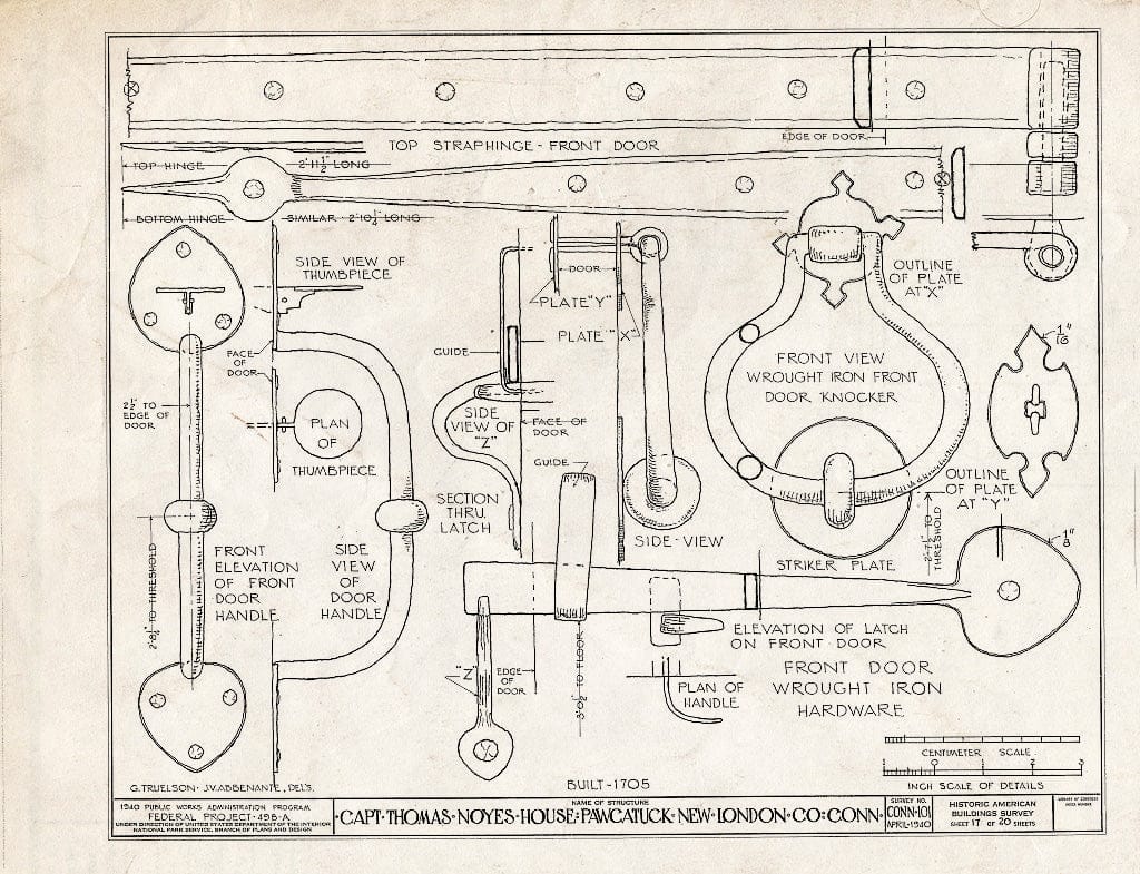 Blueprint HABS Conn,6-PAWC,1- (Sheet 17 of 20) - Captain Thomas Noyes House, Old Pequot Trail, Pawcatuck, New London County, CT
