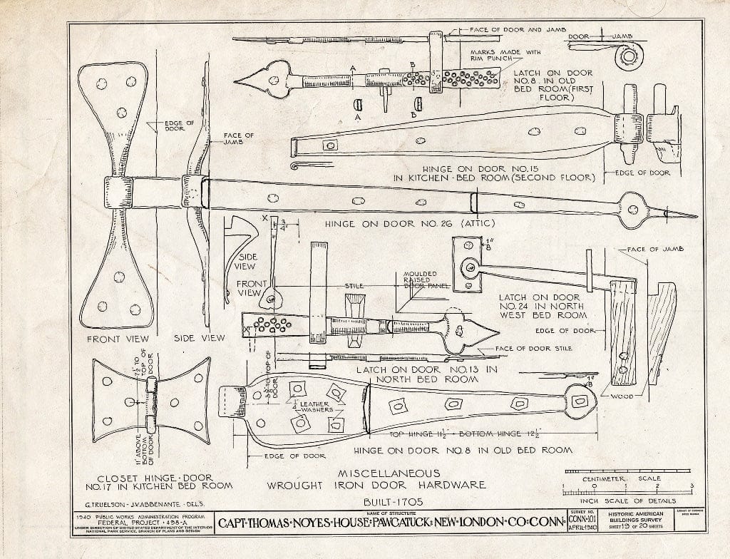 Blueprint HABS Conn,6-PAWC,1- (Sheet 19 of 20) - Captain Thomas Noyes House, Old Pequot Trail, Pawcatuck, New London County, CT