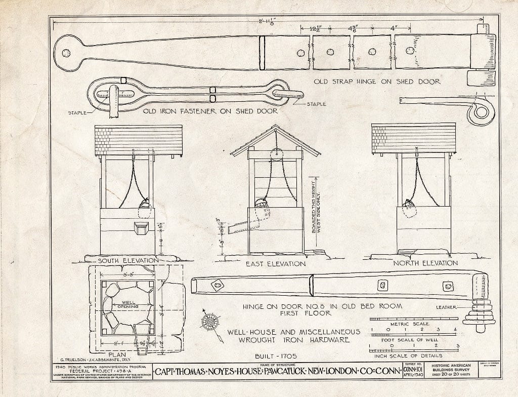 Blueprint HABS Conn,6-PAWC,1- (Sheet 20 of 20) - Captain Thomas Noyes House, Old Pequot Trail, Pawcatuck, New London County, CT