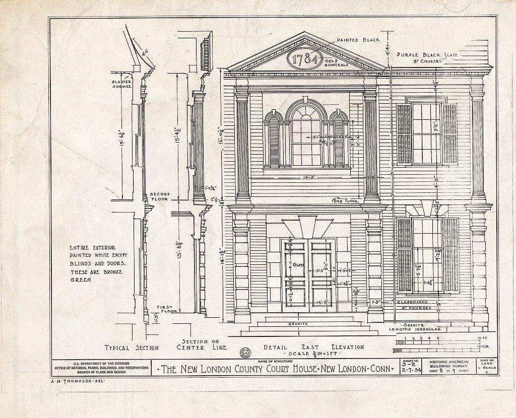 Blueprint HABS Conn,6-NEWLO,2- (Sheet 8 of 9) - County Courthouse, State & Huntington Streets, New London, New London County, CT