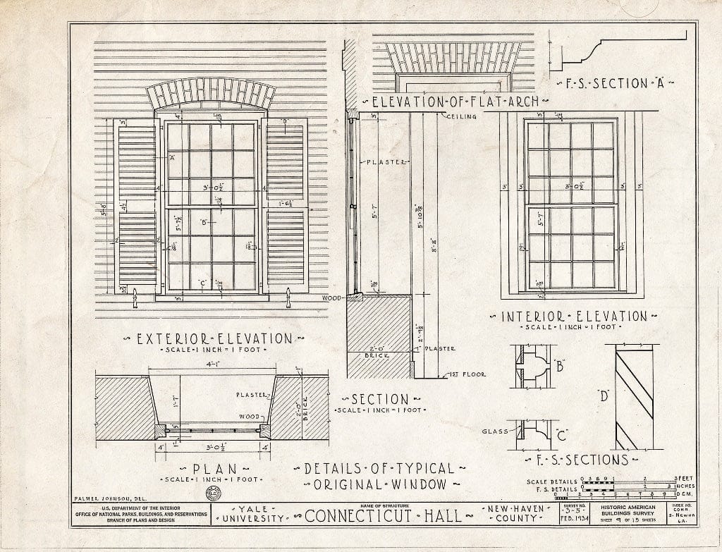 Blueprint HABS Conn,5-NEWHA,6A- (Sheet 9 of 15) - Yale University, Connecticut Hall, New Haven, New Haven County, CT