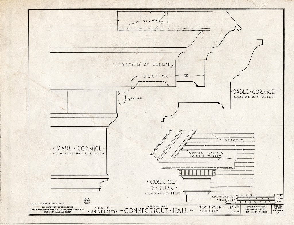 Blueprint HABS Conn,5-NEWHA,6A- (Sheet 12 of 15) - Yale University, Connecticut Hall, New Haven, New Haven County, CT