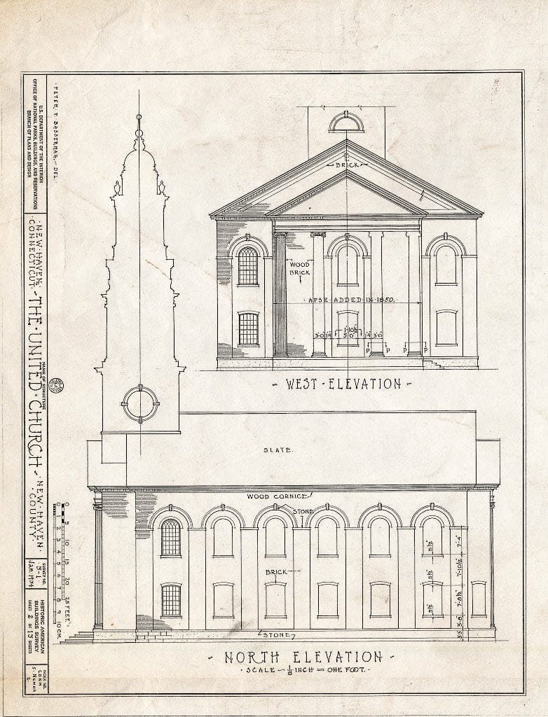 Blueprint HABS Conn,5-NEWHA,2- (Sheet 2 of 13) - United Church, Elm & Temple Streets, New Haven, New Haven County, CT