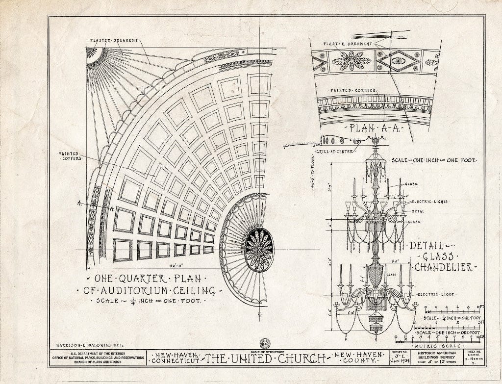 Blueprint HABS Conn,5-NEWHA,2- (Sheet 5 of 13) - United Church, Elm & Temple Streets, New Haven, New Haven County, CT