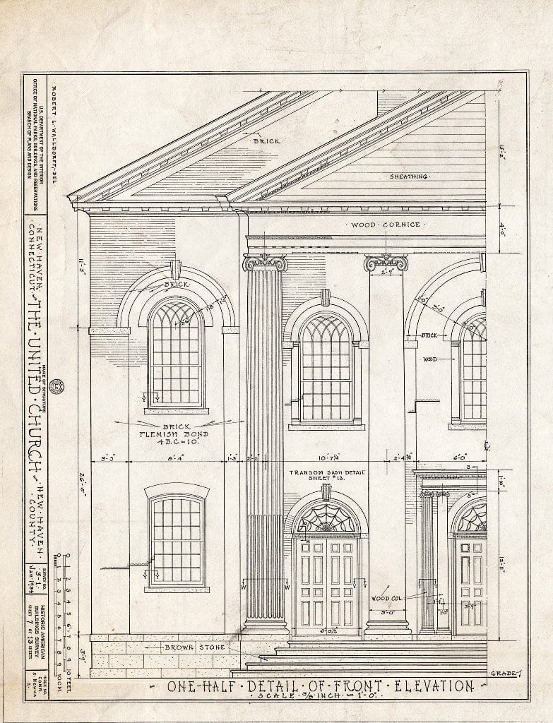 Blueprint HABS Conn,5-NEWHA,2- (Sheet 7 of 13) - United Church, Elm & Temple Streets, New Haven, New Haven County, CT