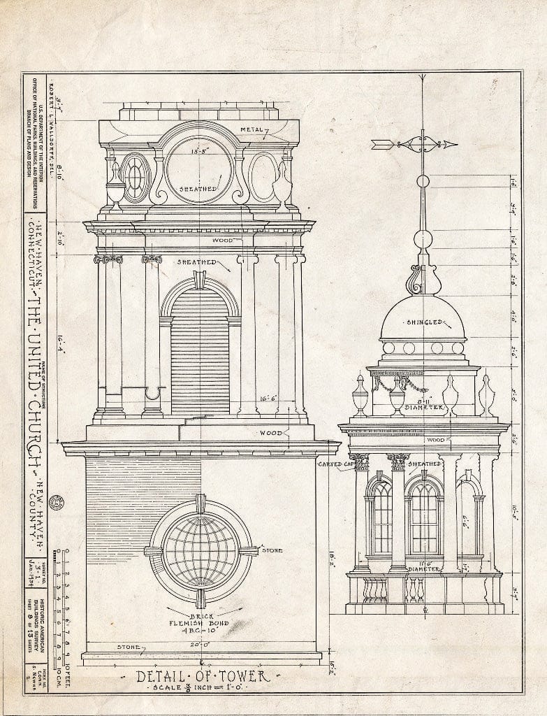 Blueprint HABS Conn,5-NEWHA,2- (Sheet 8 of 13) - United Church, Elm & Temple Streets, New Haven, New Haven County, CT
