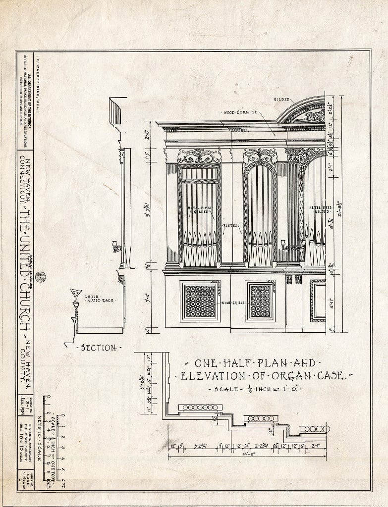 Blueprint HABS Conn,5-NEWHA,2- (Sheet 10 of 13) - United Church, Elm & Temple Streets, New Haven, New Haven County, CT