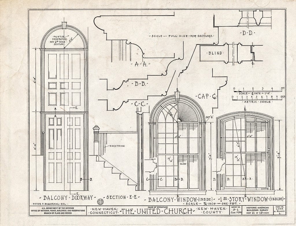 Blueprint HABS Conn,5-NEWHA,2- (Sheet 11 of 13) - United Church, Elm & Temple Streets, New Haven, New Haven County, CT