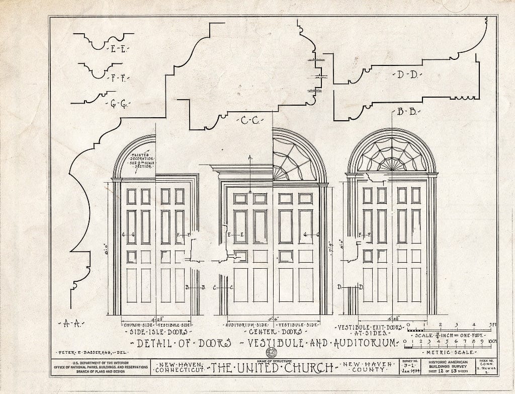 Blueprint HABS Conn,5-NEWHA,2- (Sheet 12 of 13) - United Church, Elm & Temple Streets, New Haven, New Haven County, CT