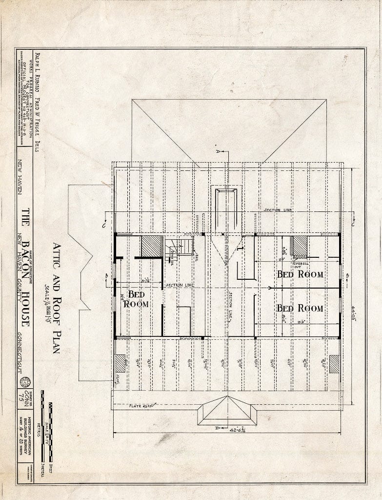Blueprint HABS Conn,5-NEWHA,9- (Sheet 4 of 20) - Chandler-Bacon House, 247 Church Street, New Haven, New Haven County, CT