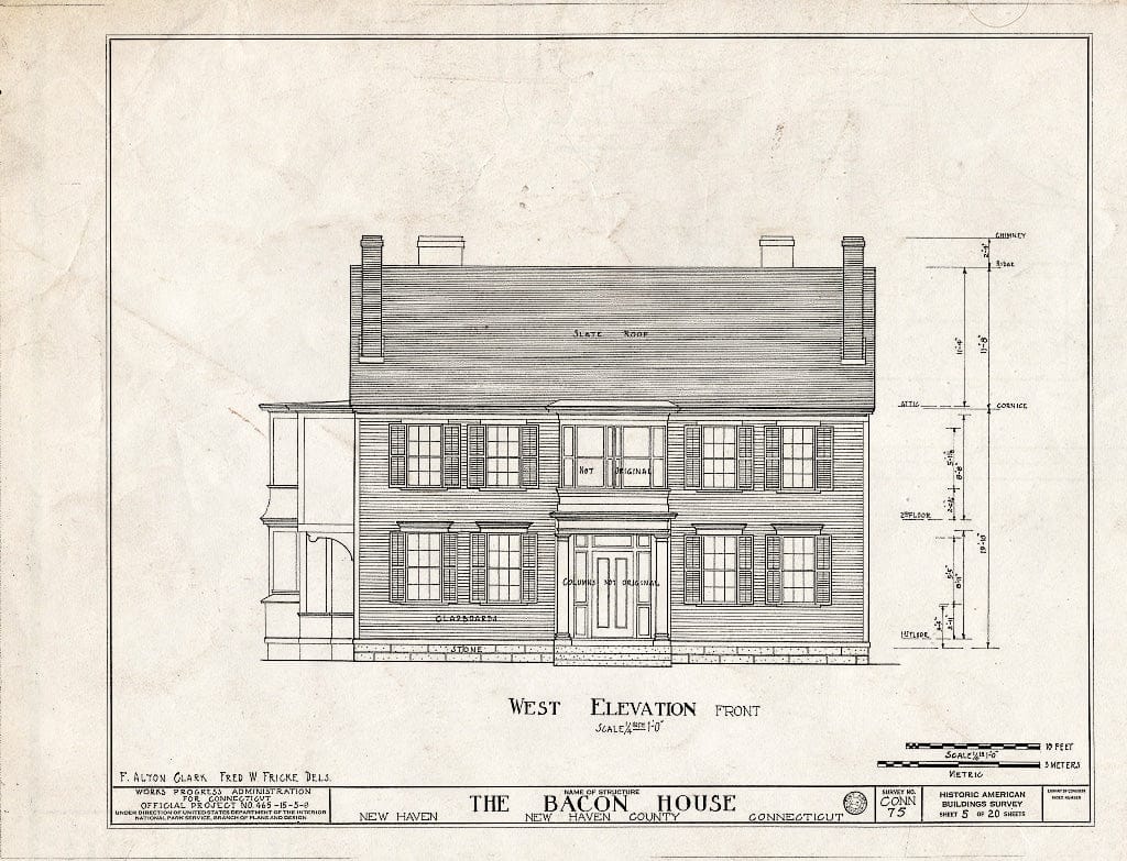 Blueprint HABS Conn,5-NEWHA,9- (Sheet 5 of 20) - Chandler-Bacon House, 247 Church Street, New Haven, New Haven County, CT