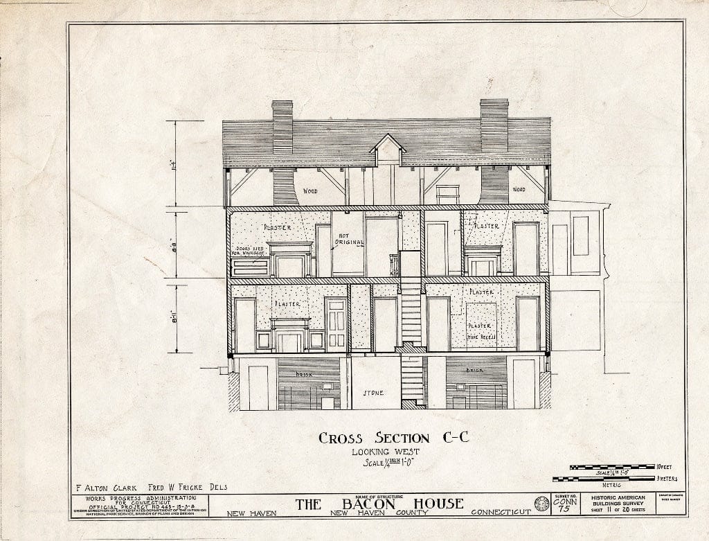 Blueprint HABS Conn,5-NEWHA,9- (Sheet 11 of 20) - Chandler-Bacon House, 247 Church Street, New Haven, New Haven County, CT