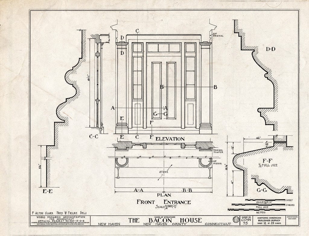 Blueprint HABS Conn,5-NEWHA,9- (Sheet 12 of 20) - Chandler-Bacon House, 247 Church Street, New Haven, New Haven County, CT