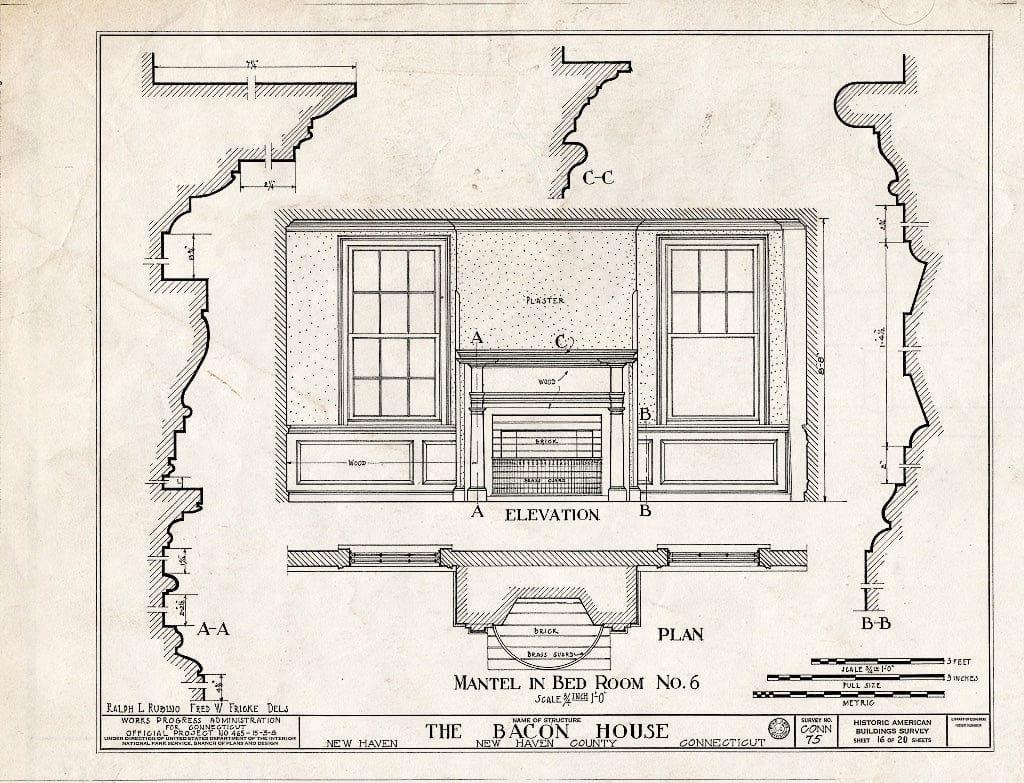 Blueprint HABS Conn,5-NEWHA,9- (Sheet 16 of 20) - Chandler-Bacon House, 247 Church Street, New Haven, New Haven County, CT