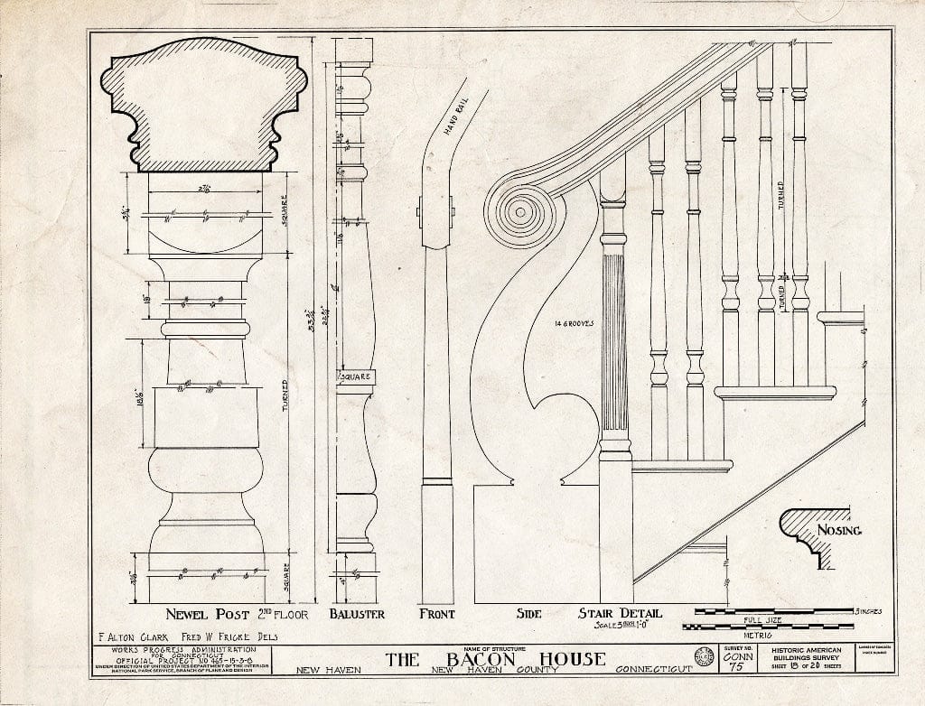 Blueprint HABS Conn,5-NEWHA,9- (Sheet 18 of 20) - Chandler-Bacon House, 247 Church Street, New Haven, New Haven County, CT