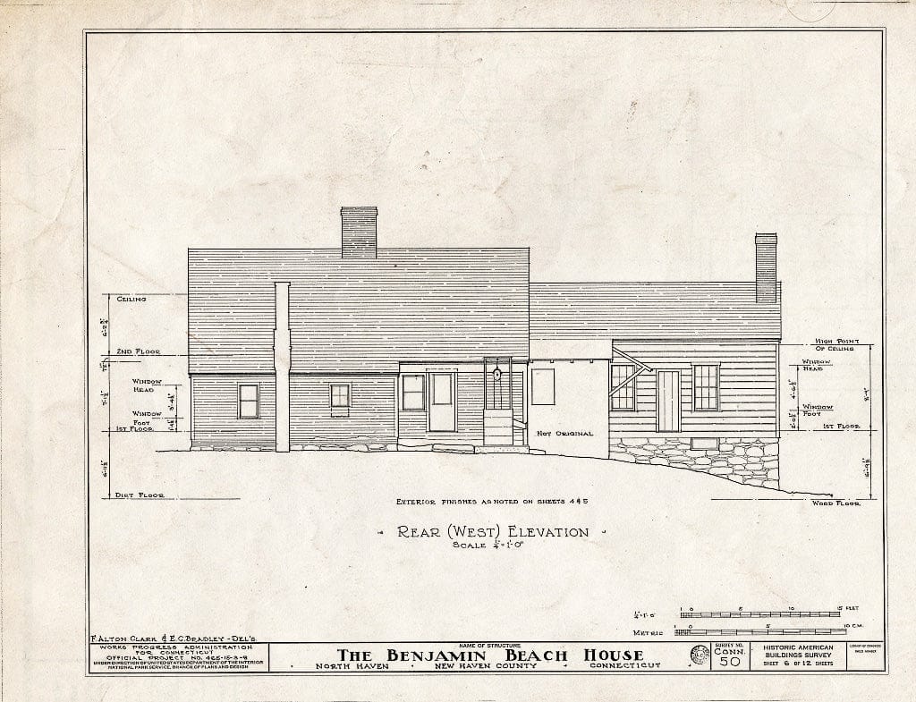 Blueprint HABS Conn,5-MONTO,1- (Sheet 6 of 12) - Benjamin Beach House, U.S. Route 5, Montowese, New Haven County, CT