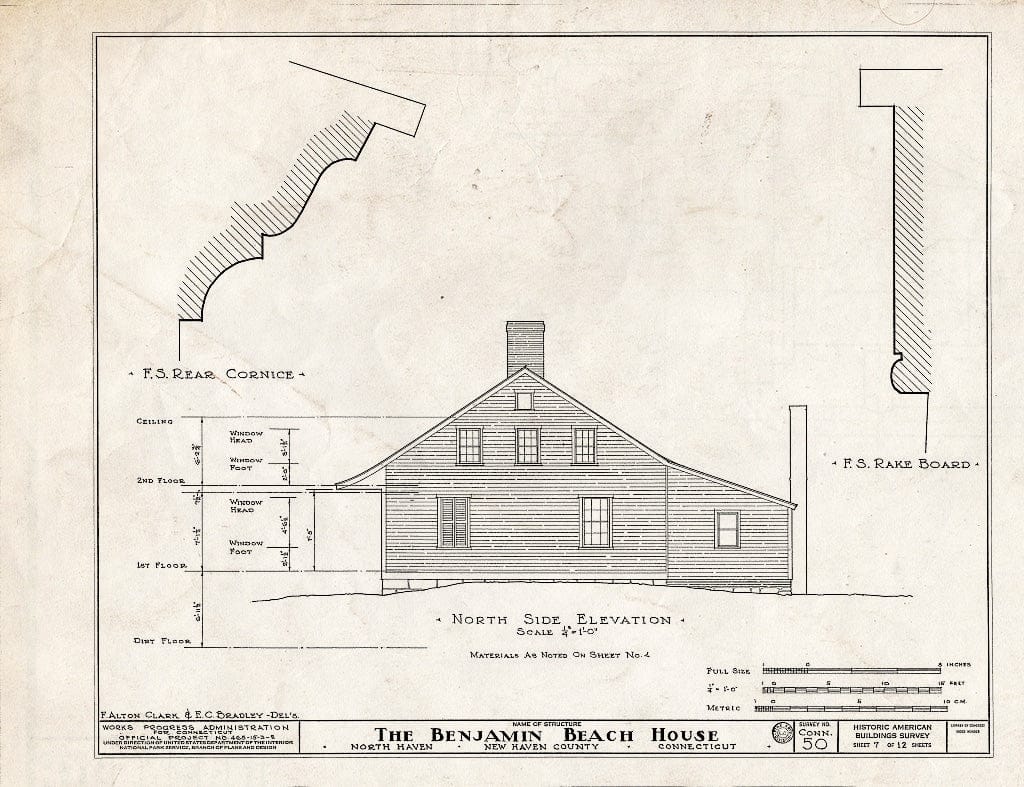 Blueprint HABS Conn,5-MONTO,1- (Sheet 7 of 12) - Benjamin Beach House, U.S. Route 5, Montowese, New Haven County, CT