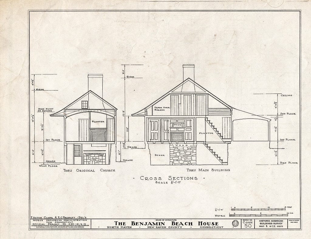 Blueprint HABS Conn,5-MONTO,1- (Sheet 8 of 12) - Benjamin Beach House, U.S. Route 5, Montowese, New Haven County, CT