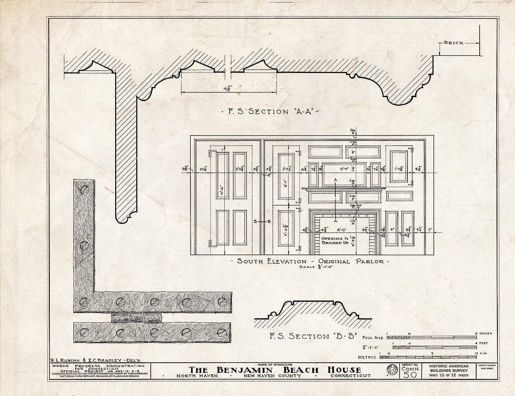 Blueprint HABS Conn,5-MONTO,1- (Sheet 10 of 12) - Benjamin Beach House, U.S. Route 5, Montowese, New Haven County, CT