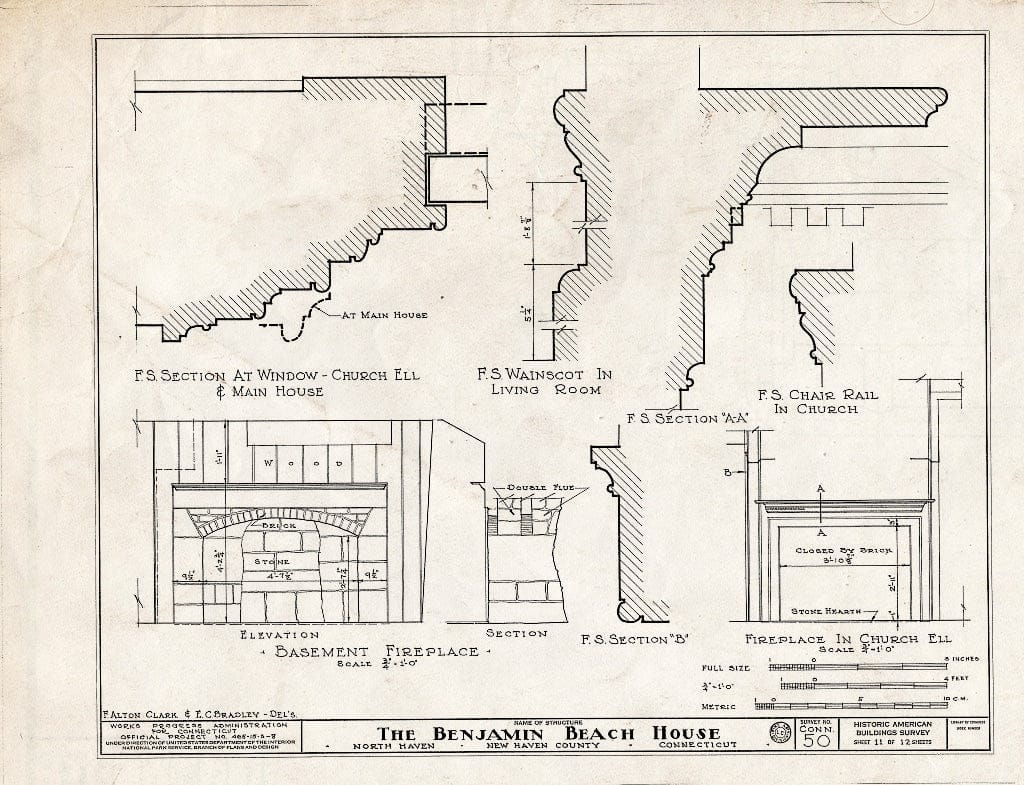 Blueprint HABS Conn,5-MONTO,1- (Sheet 11 of 12) - Benjamin Beach House, U.S. Route 5, Montowese, New Haven County, CT