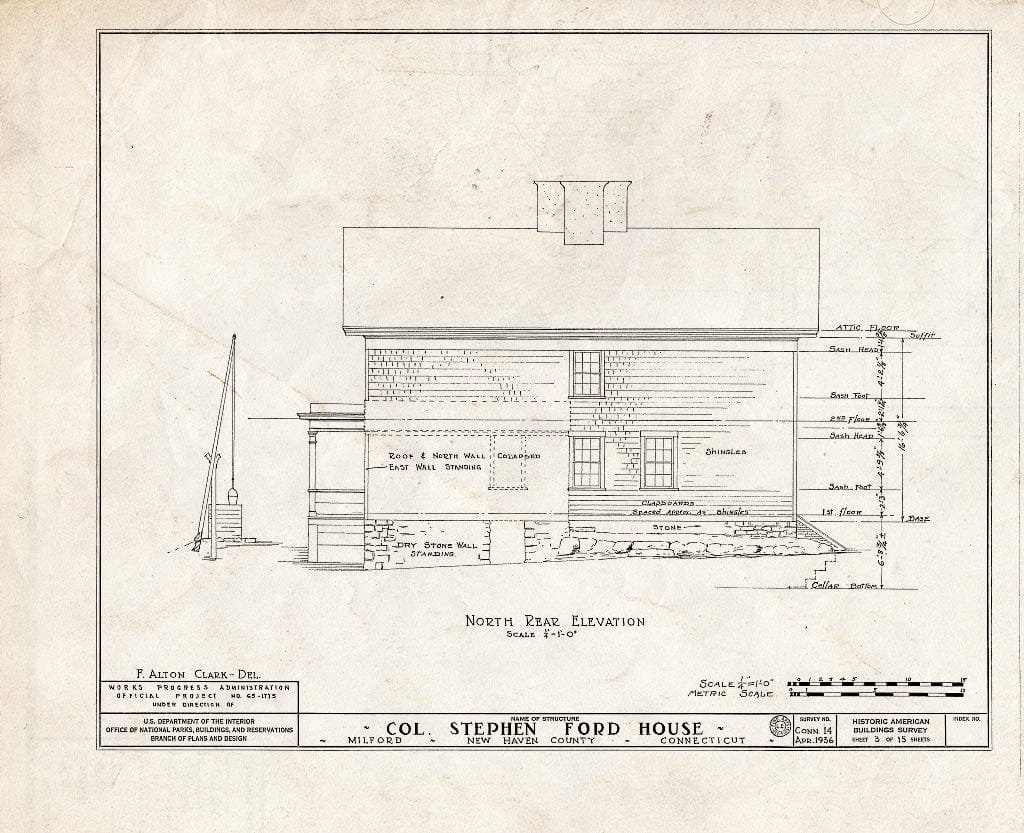 Blueprint HABS Conn,5-Milf,2- (Sheet 3 of 15) - Colonel Stephen Ford House, West Main Street, Milford, New Haven County, CT