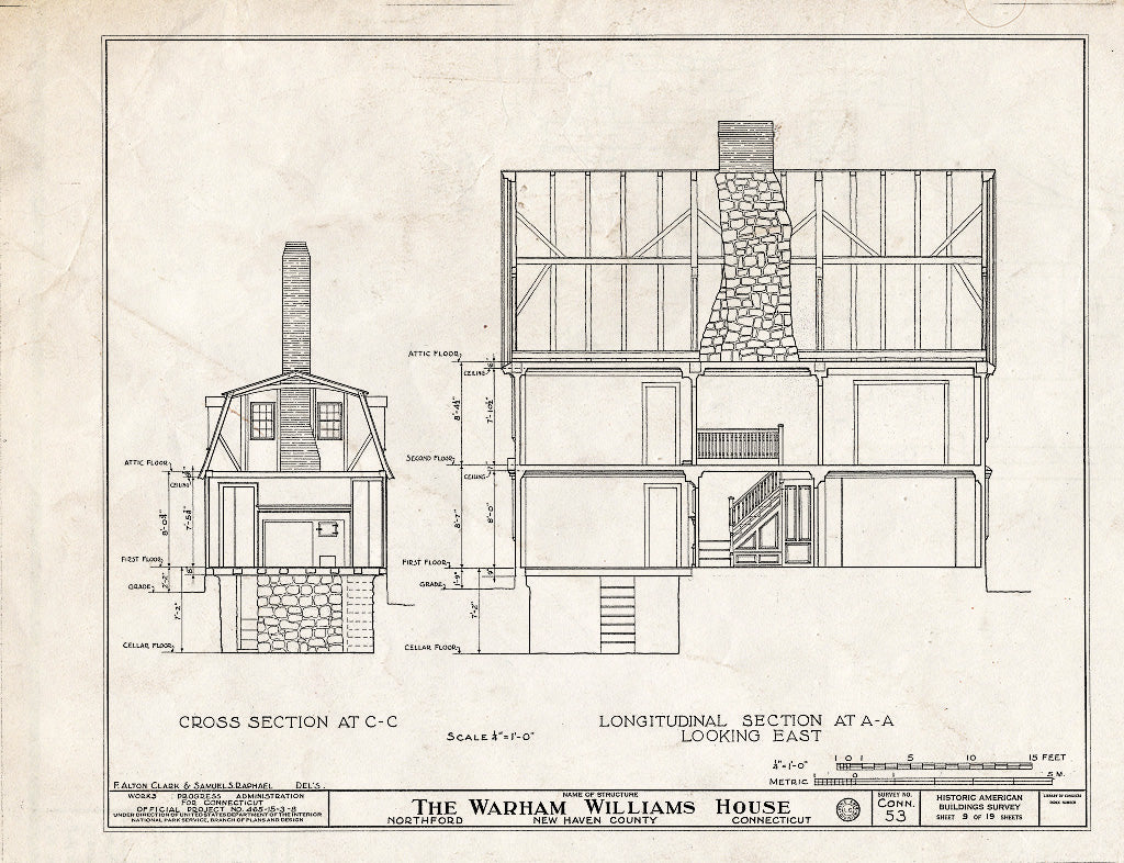 Blueprint HABS Conn,5-NORF,2- (Sheet 9 of 19) - Reverend Warham Williams House, Northford, New Haven County, CT