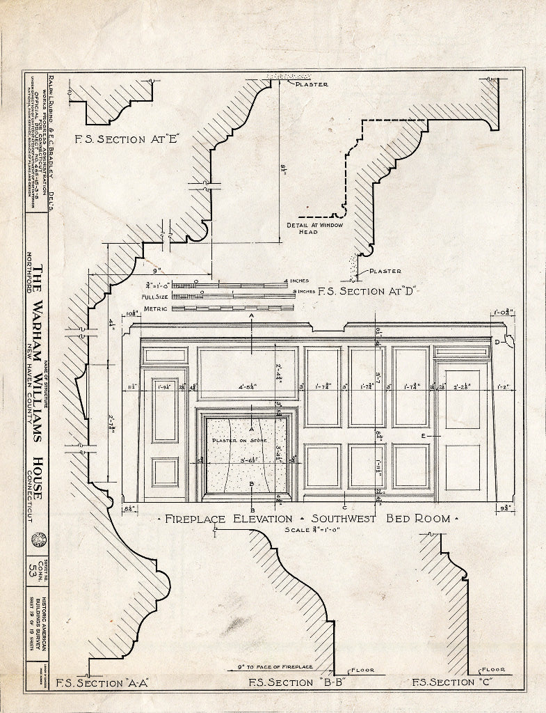 Blueprint HABS Conn,5-NORF,2- (Sheet 19 of 19) - Reverend Warham Williams House, Northford, New Haven County, CT