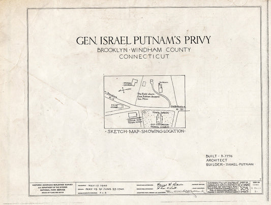 Blueprint HABS Conn,8-Brook,2- (Sheet 0 of 1) - General Israel Putnam Privy, Brooklyn, Windham County, CT