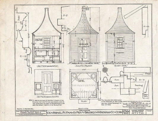 Blueprint HABS Conn,8-Brook,2- (Sheet 1 of 1) - General Israel Putnam Privy, Brooklyn, Windham County, CT