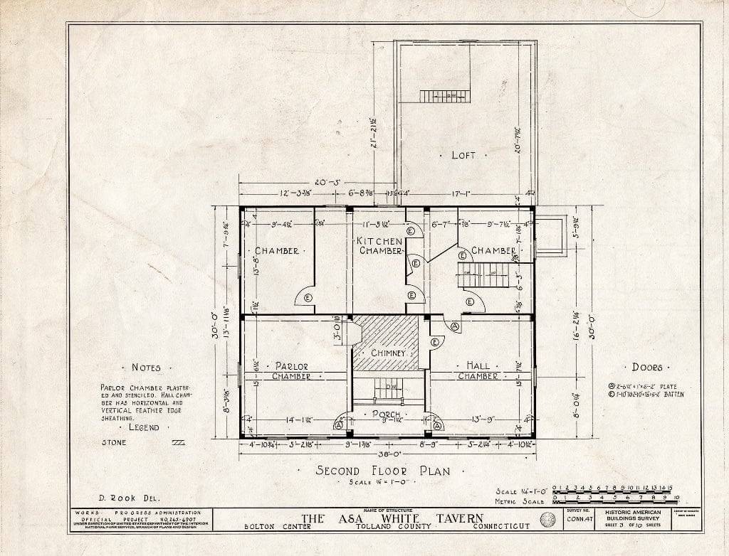 Blueprint HABS Conn,7-Bolt,1- (Sheet 3 of 10) - ASA White Tavern, Bolton, Tolland County, CT