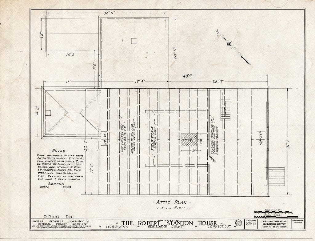 Blueprint HABS Conn,6-STONI,4- (Sheet 4 of 14) - Robert Stanton House, Stonington, New London County, CT