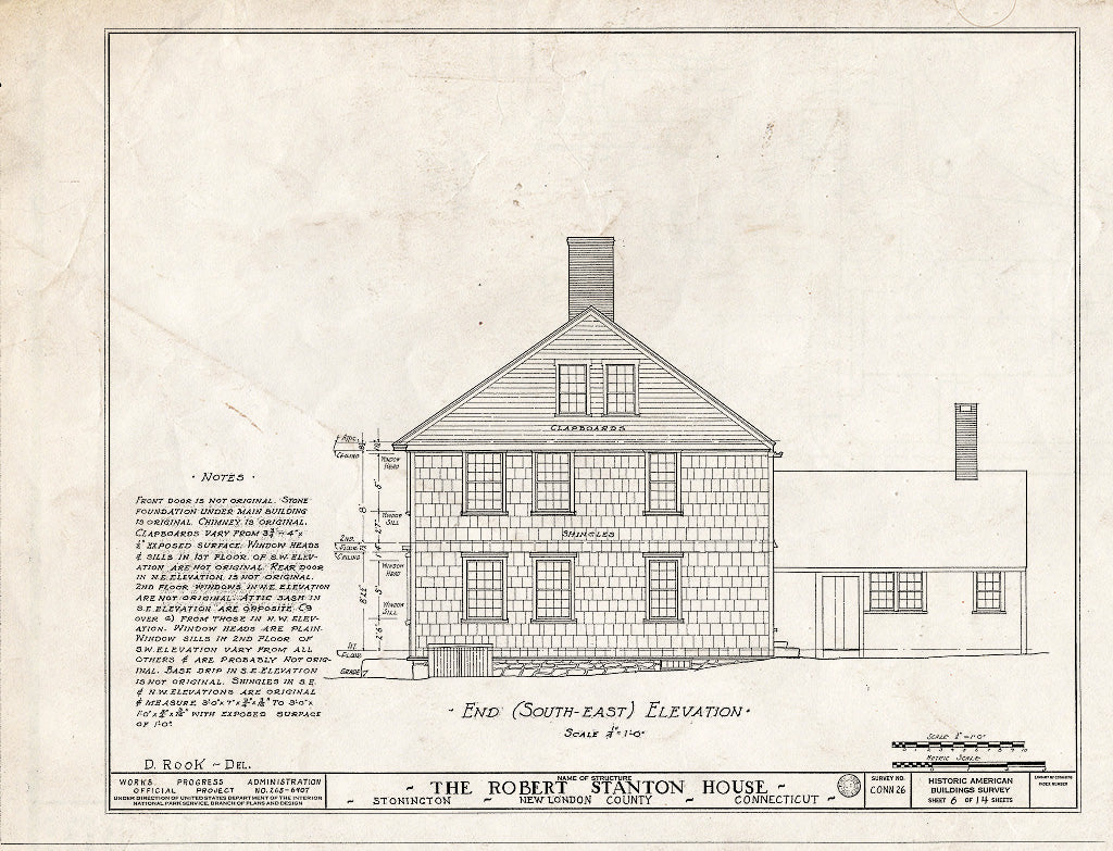 Blueprint HABS Conn,6-STONI,4- (Sheet 6 of 14) - Robert Stanton House, Stonington, New London County, CT