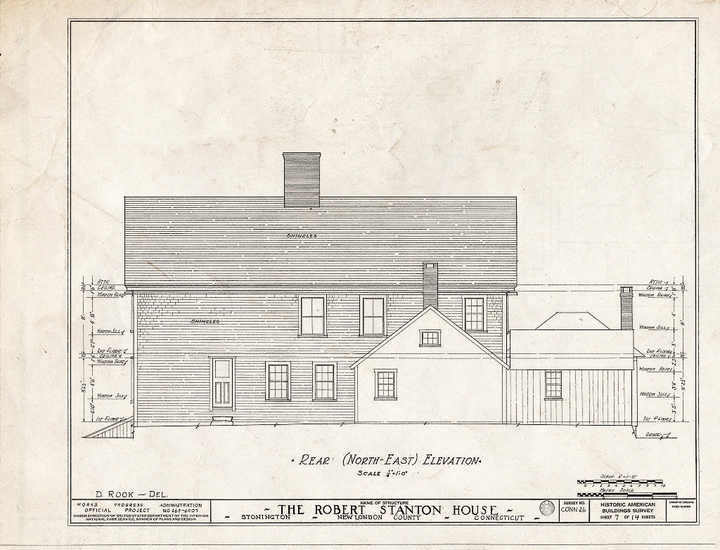 Blueprint HABS Conn,6-STONI,4- (Sheet 7 of 14) - Robert Stanton House, Stonington, New London County, CT