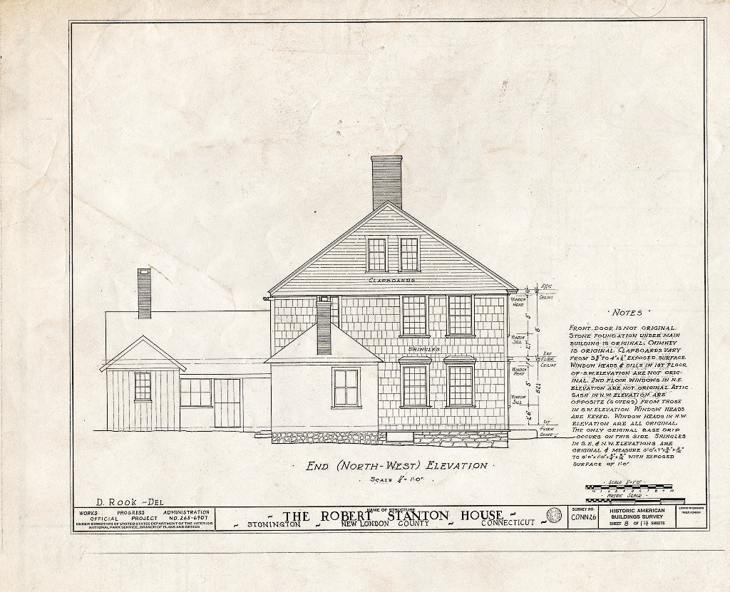 Blueprint HABS Conn,6-STONI,4- (Sheet 8 of 14) - Robert Stanton House, Stonington, New London County, CT