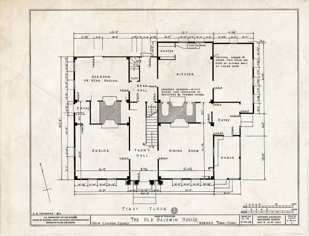 Blueprint HABS Conn,6-NORT,3- (Sheet 4 of 10) - Old Ebenezer Baldwin House, Norwichtown, New London County, CT