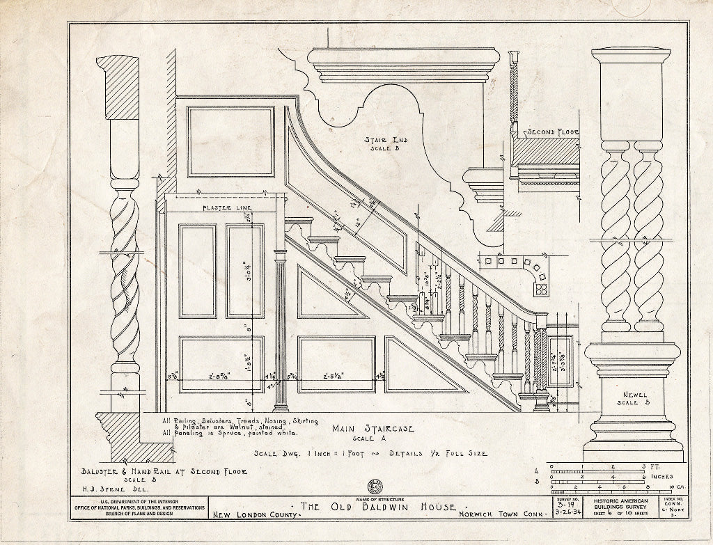 Blueprint HABS Conn,6-NORT,3- (Sheet 6 of 10) - Old Ebenezer Baldwin House, Norwichtown, New London County, CT