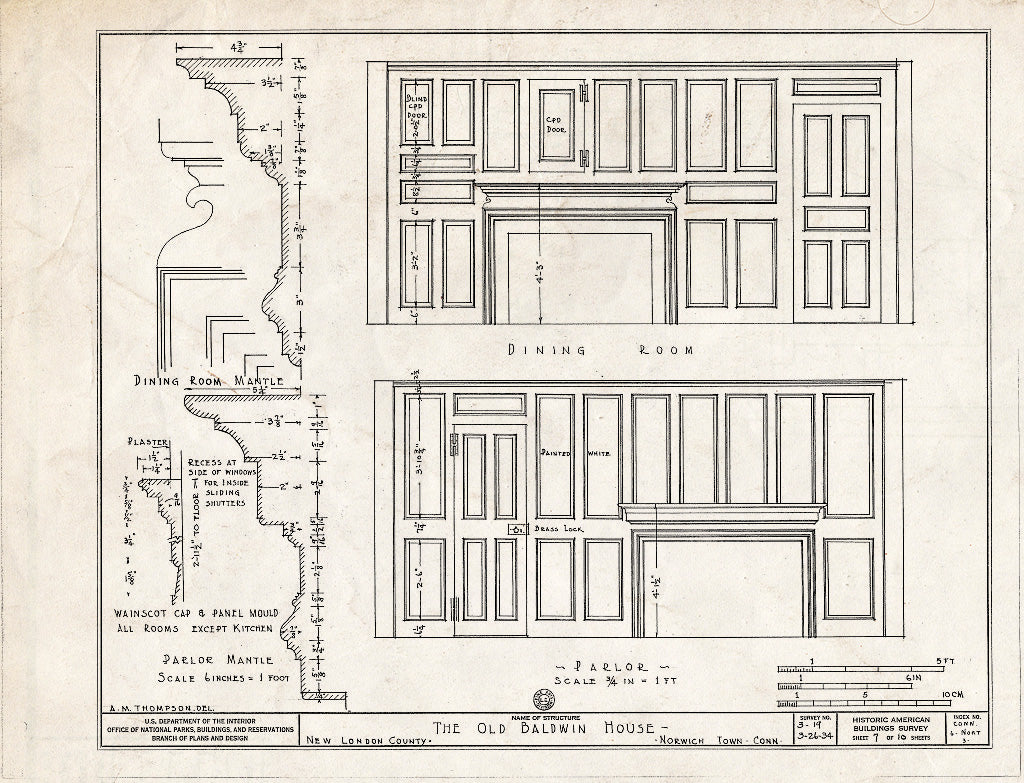 Blueprint HABS Conn,6-NORT,3- (Sheet 7 of 10) - Old Ebenezer Baldwin House, Norwichtown, New London County, CT