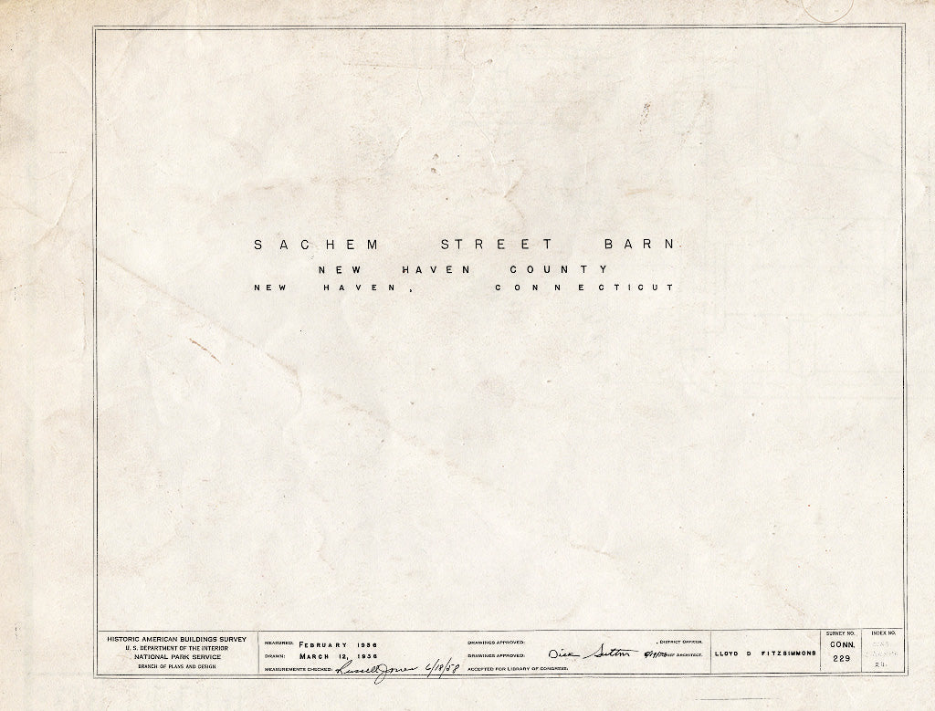 Blueprint HABS Conn,5-NEWHA,24- (Sheet 0 of 3) - Sachem Street Barn, New Haven, New Haven County, CT