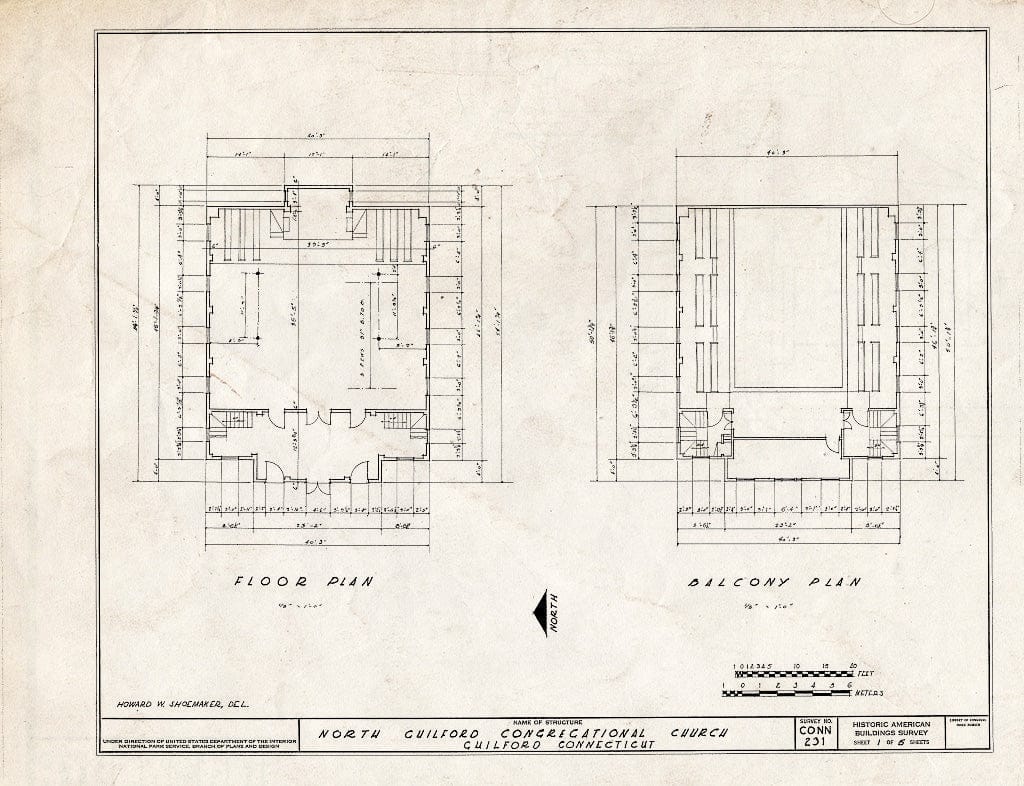 Blueprint HABS Conn,5-GUILN,1- (Sheet 1 of 6) - North Guilford Congregational Church, North Guilford, New Haven County, CT