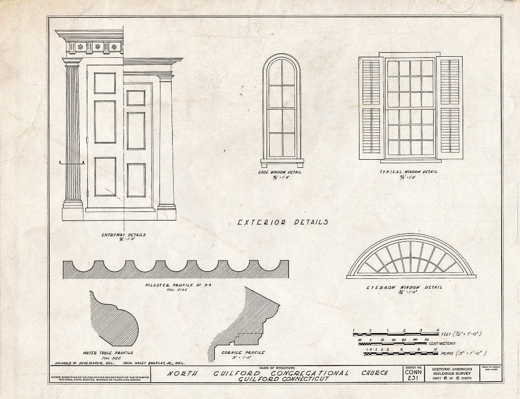 Blueprint HABS Conn,5-GUILN,1- (Sheet 6 of 6) - North Guilford Congregational Church, North Guilford, New Haven County, CT