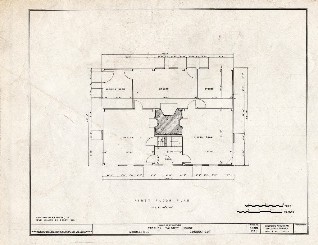 Blueprint HABS Conn,4-MIDFI,1- (Sheet 1 of 7) - Stephen Talcott House, Middlefield, Middlesex County, CT