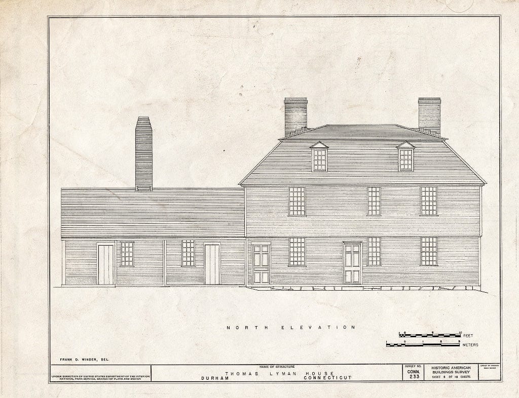 Blueprint HABS Conn,4-DUR,1- (Sheet 5 of 12) - Thomas Lyman House, Durham, Middlesex County, CT