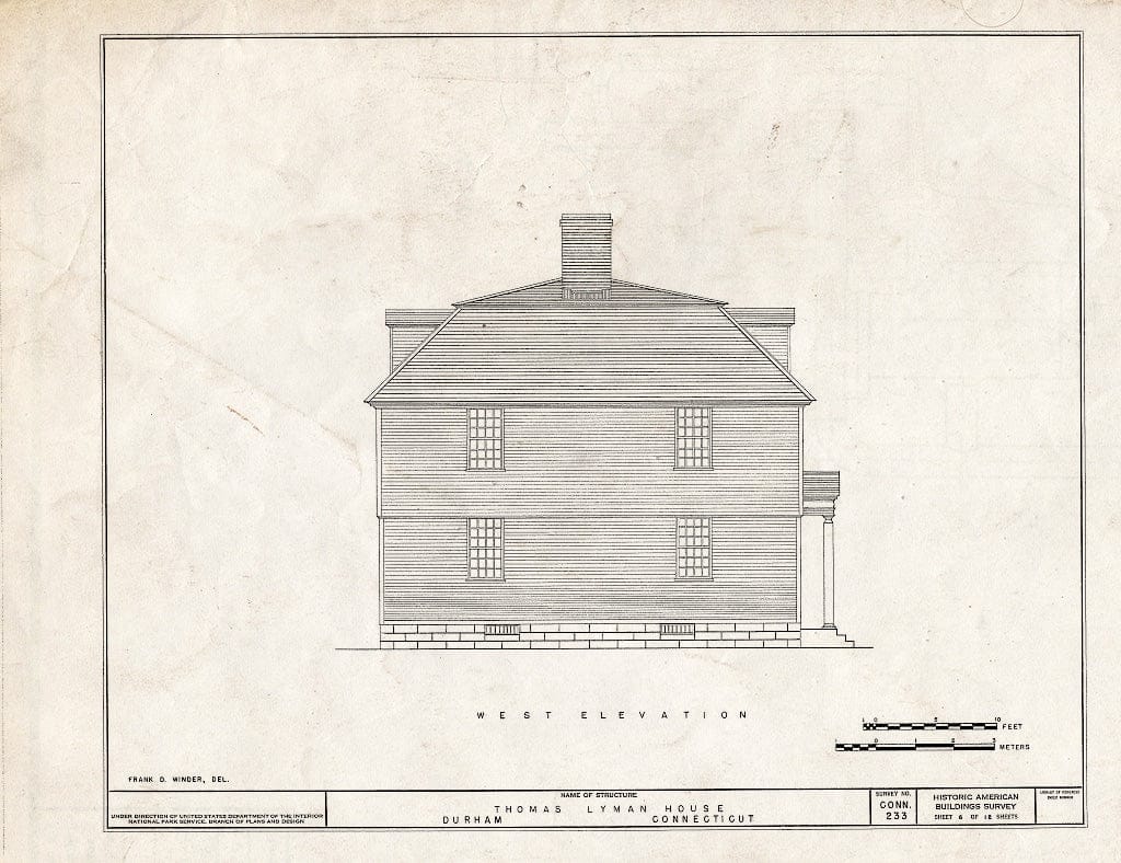 Blueprint HABS Conn,4-DUR,1- (Sheet 6 of 12) - Thomas Lyman House, Durham, Middlesex County, CT