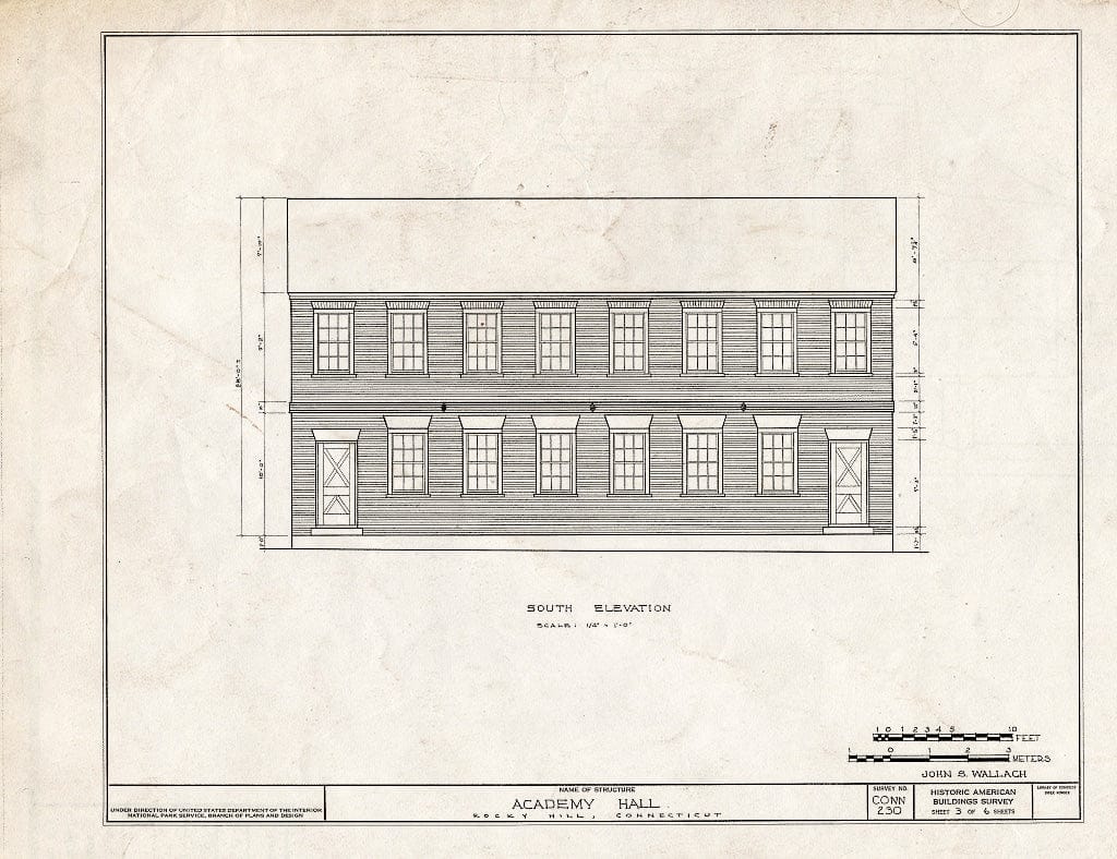 Blueprint HABS Conn,2-ROHI,11- (Sheet 3 of 6) - Academy Hall, Rocky Hill, Hartford County, CT