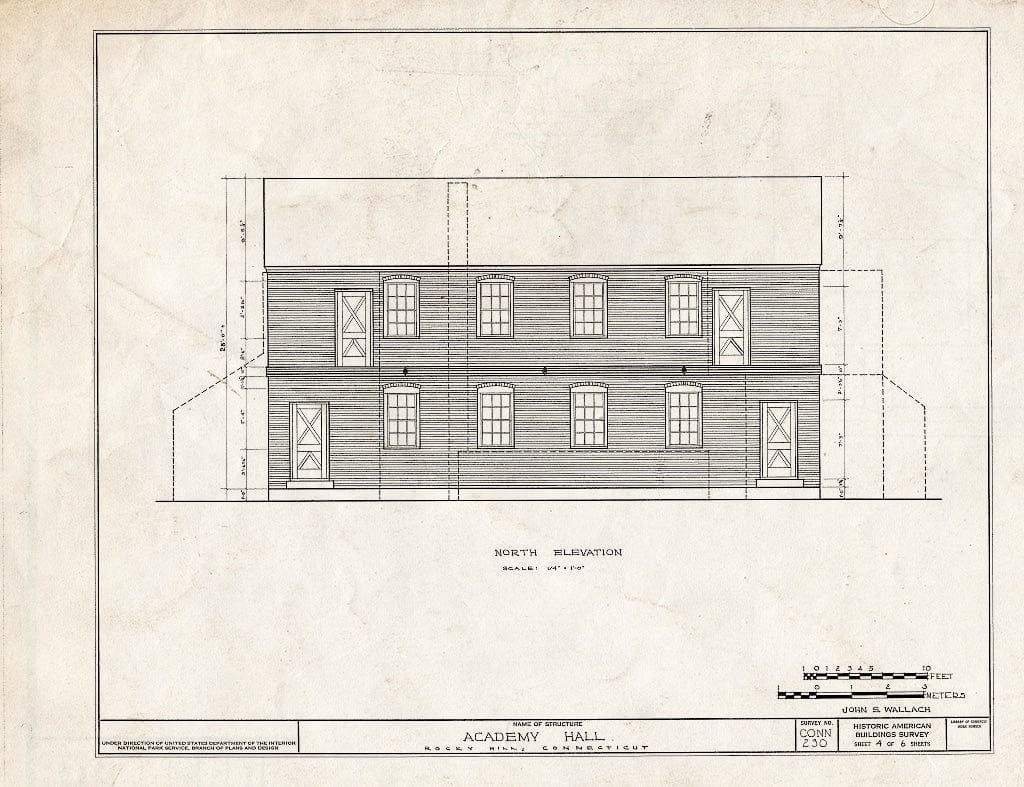 Blueprint HABS Conn,2-ROHI,11- (Sheet 4 of 6) - Academy Hall, Rocky Hill, Hartford County, CT